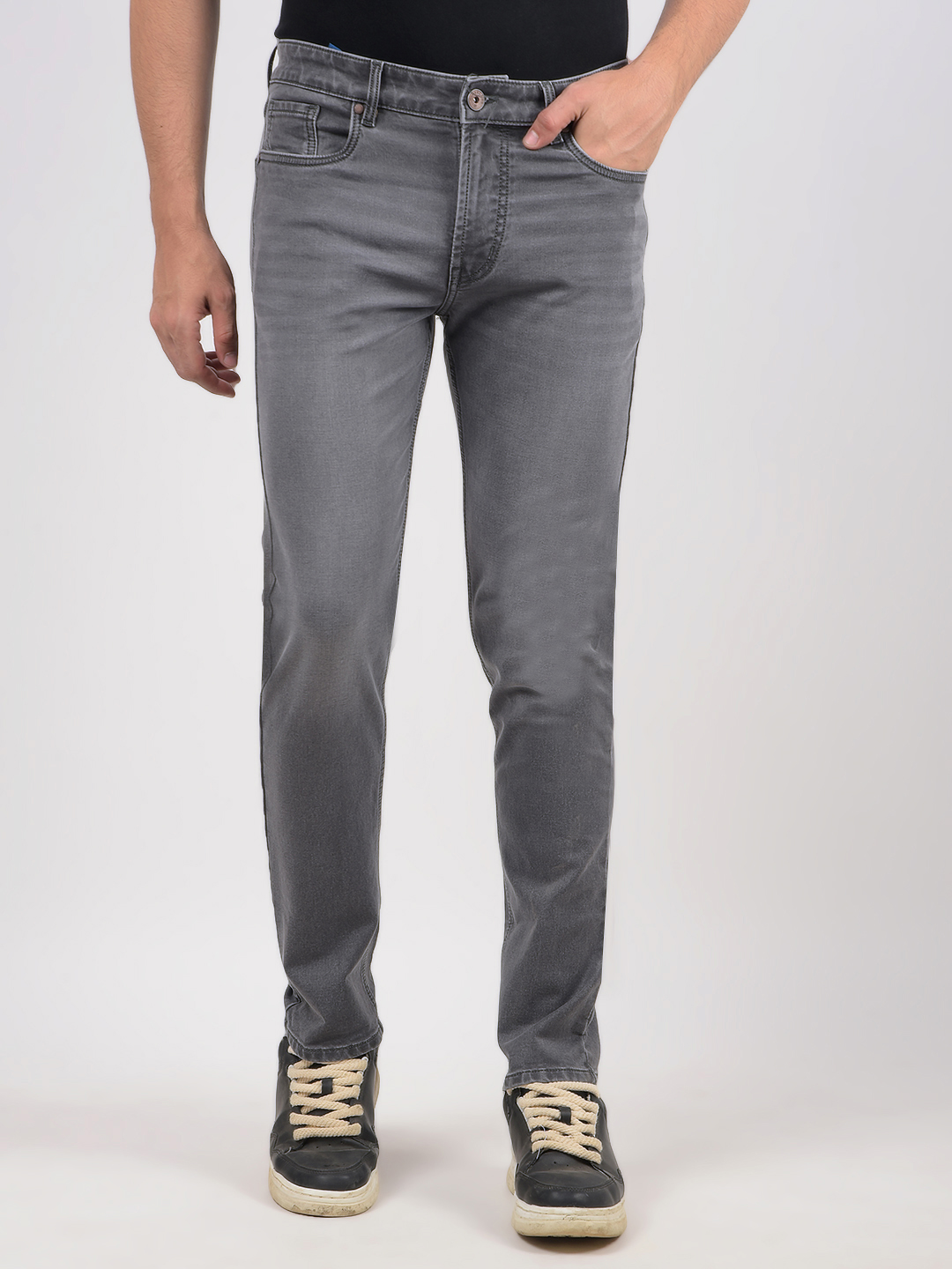Numero Uno Men Solid Grey Jeans